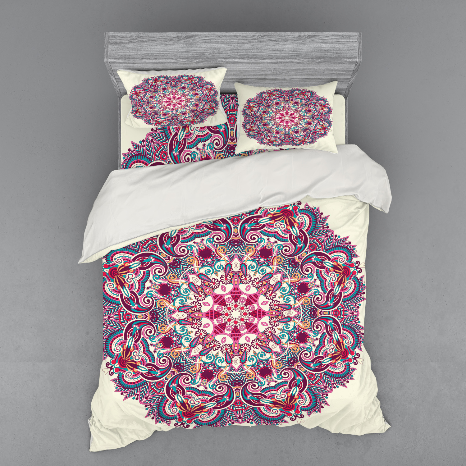 Ambesonne Mandala Bedding Set Duvet Cover Sham Fitted Sheet in 3 Sizes