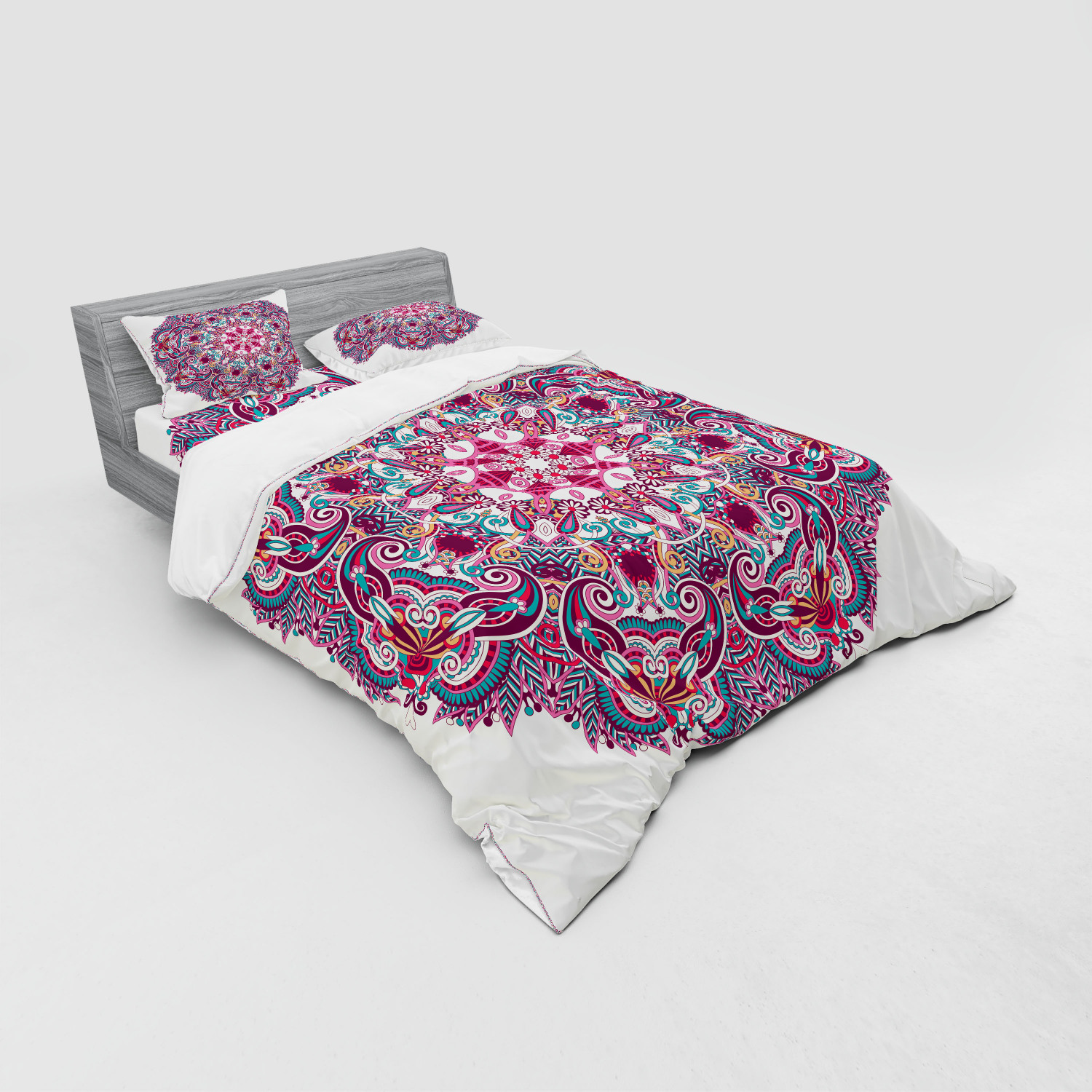 Ambesonne Mandala Bedding Set Duvet Cover Sham Fitted Sheet in 3 Sizes