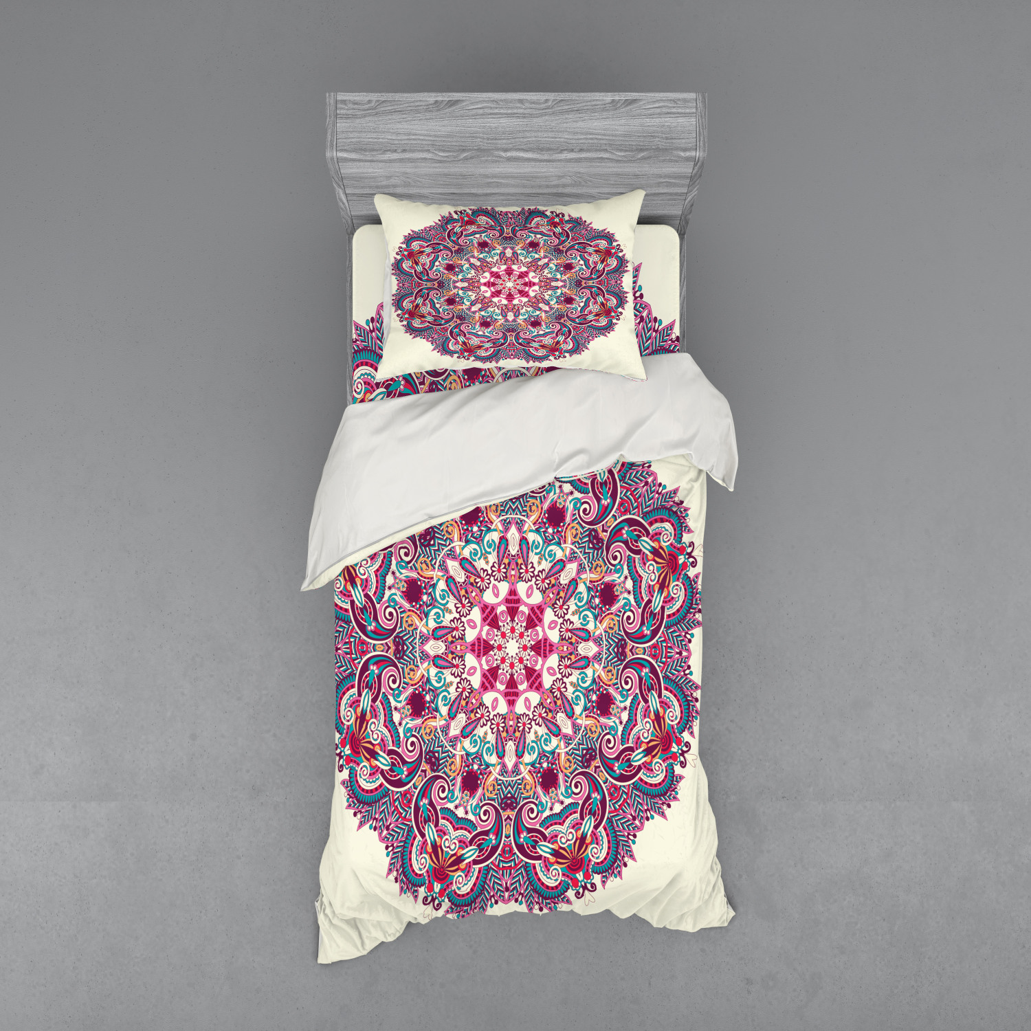 Ambesonne Mandala Bedding Set Duvet Cover Sham Fitted Sheet in 3 Sizes