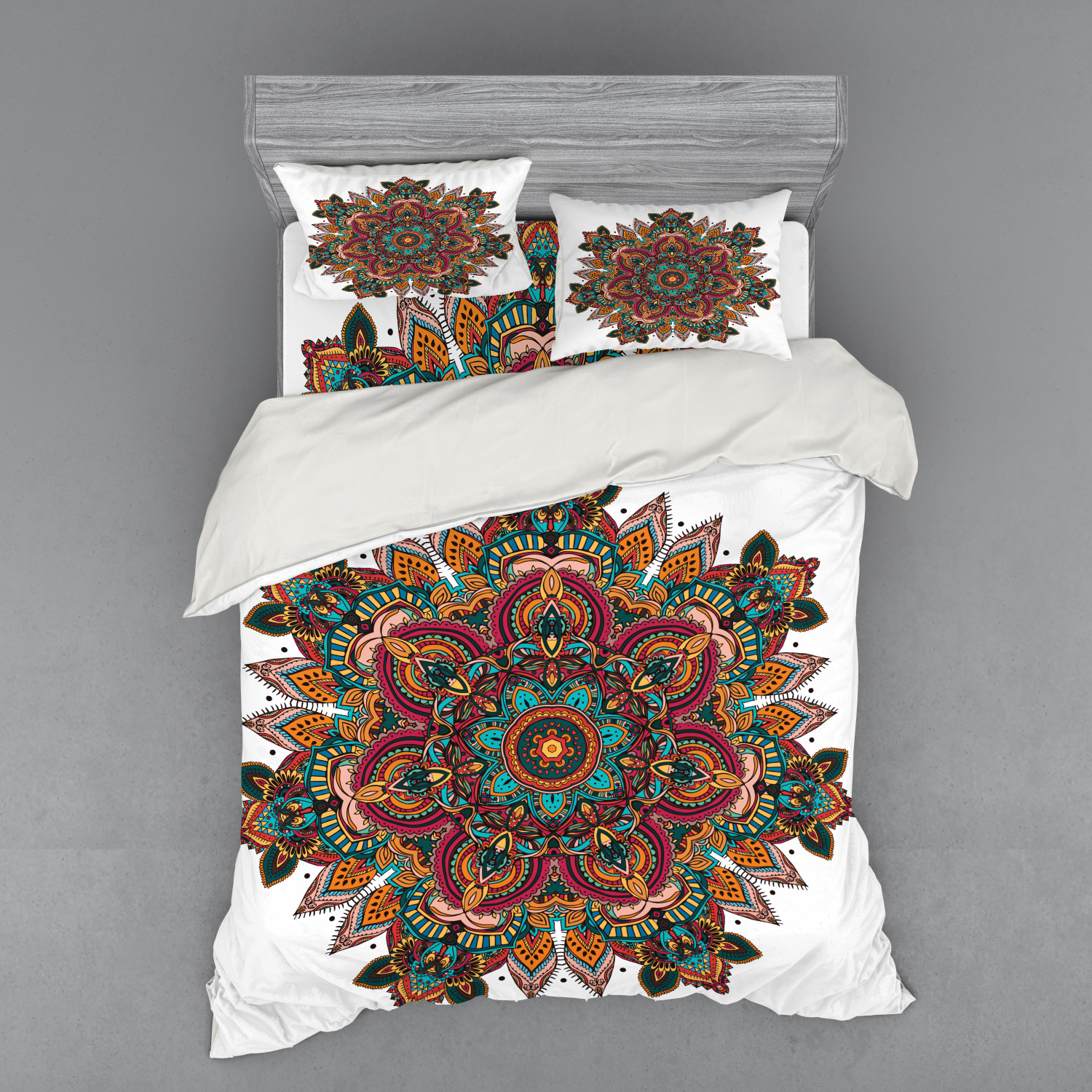 Ambesonne Mandala Bedding Set Duvet Cover Sham Fitted Sheet in 3 Sizes