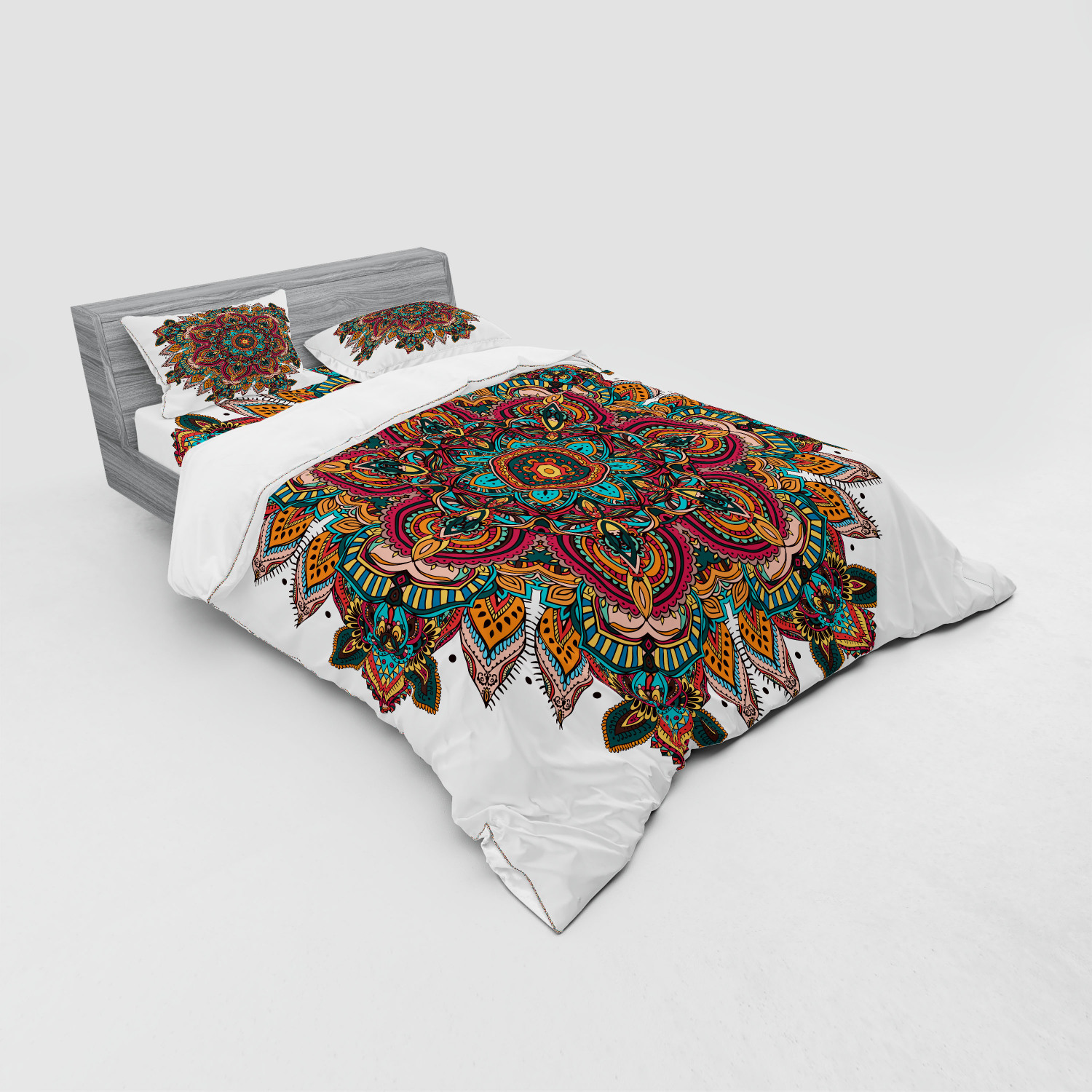 Ambesonne Mandala Bedding Set Duvet Cover Sham Fitted Sheet in 3 Sizes