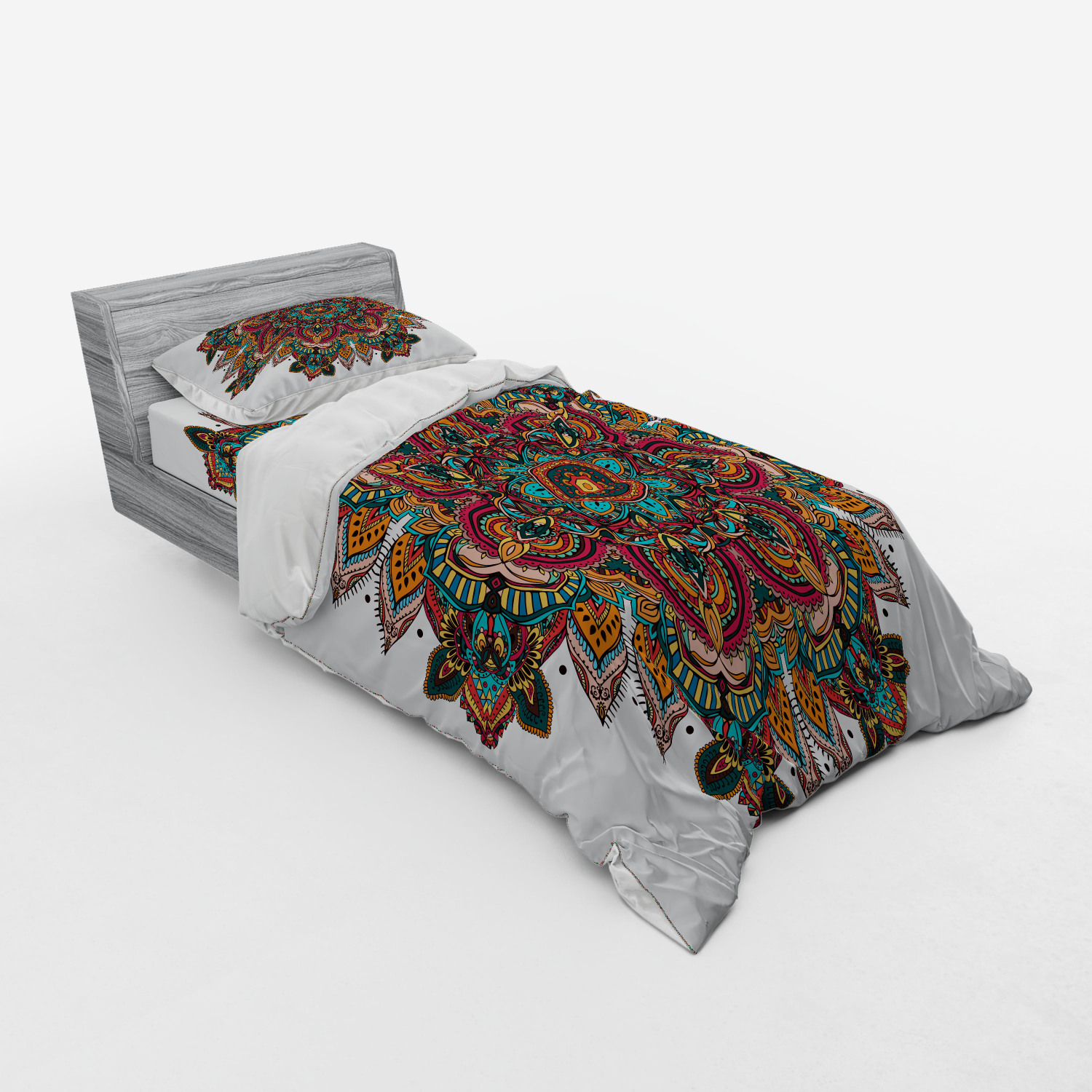 Ambesonne Mandala Bedding Set Duvet Cover Sham Fitted Sheet in 3 Sizes