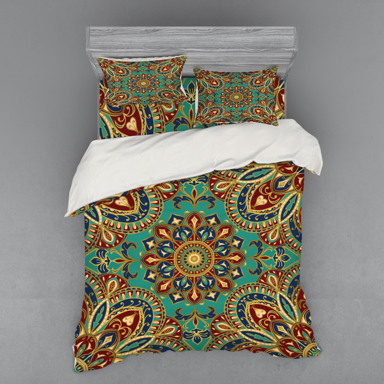 Ambesonne Mandala Bedding Set Duvet Cover Sham Fitted Sheet in 3 Sizes