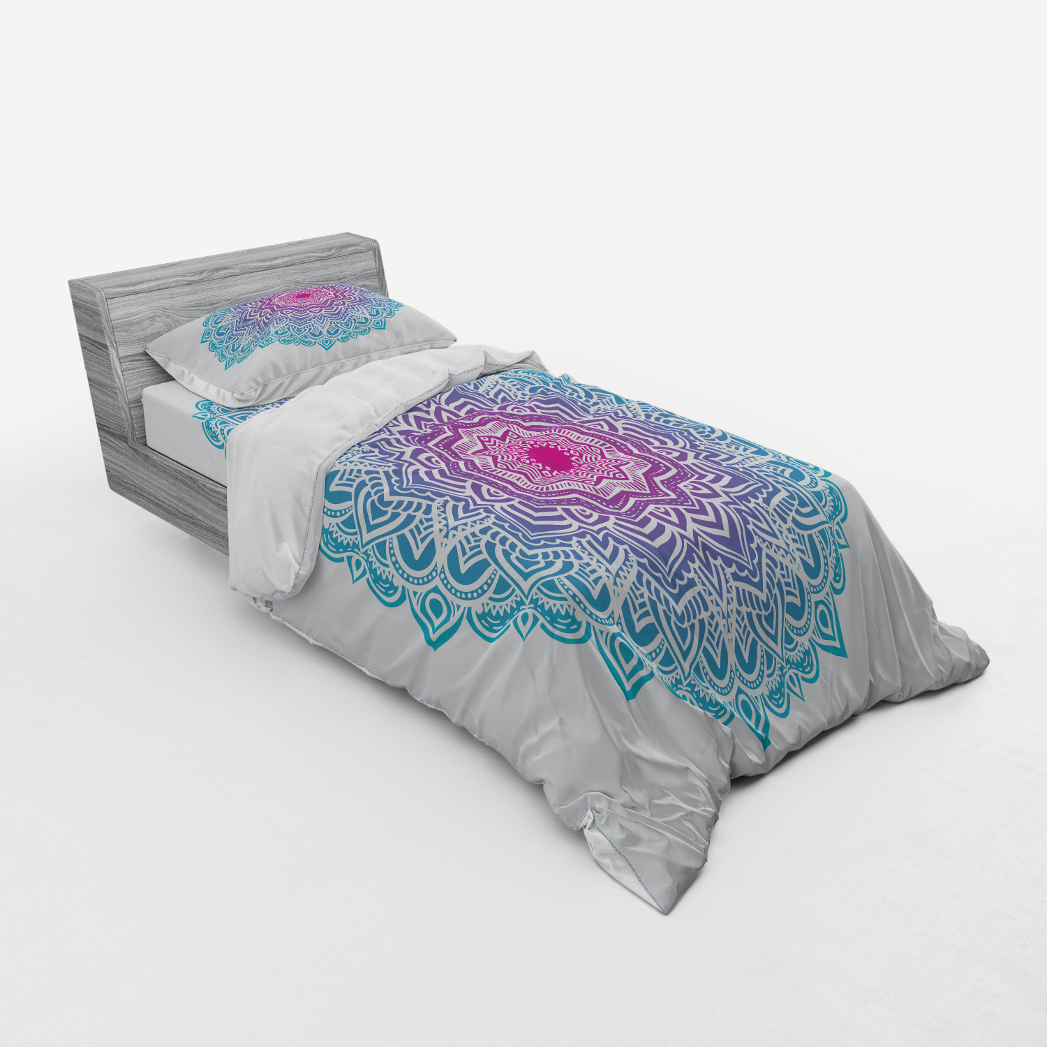 Ambesonne Mandala Bedding Set Duvet Cover Sham Fitted Sheet in 3 Sizes