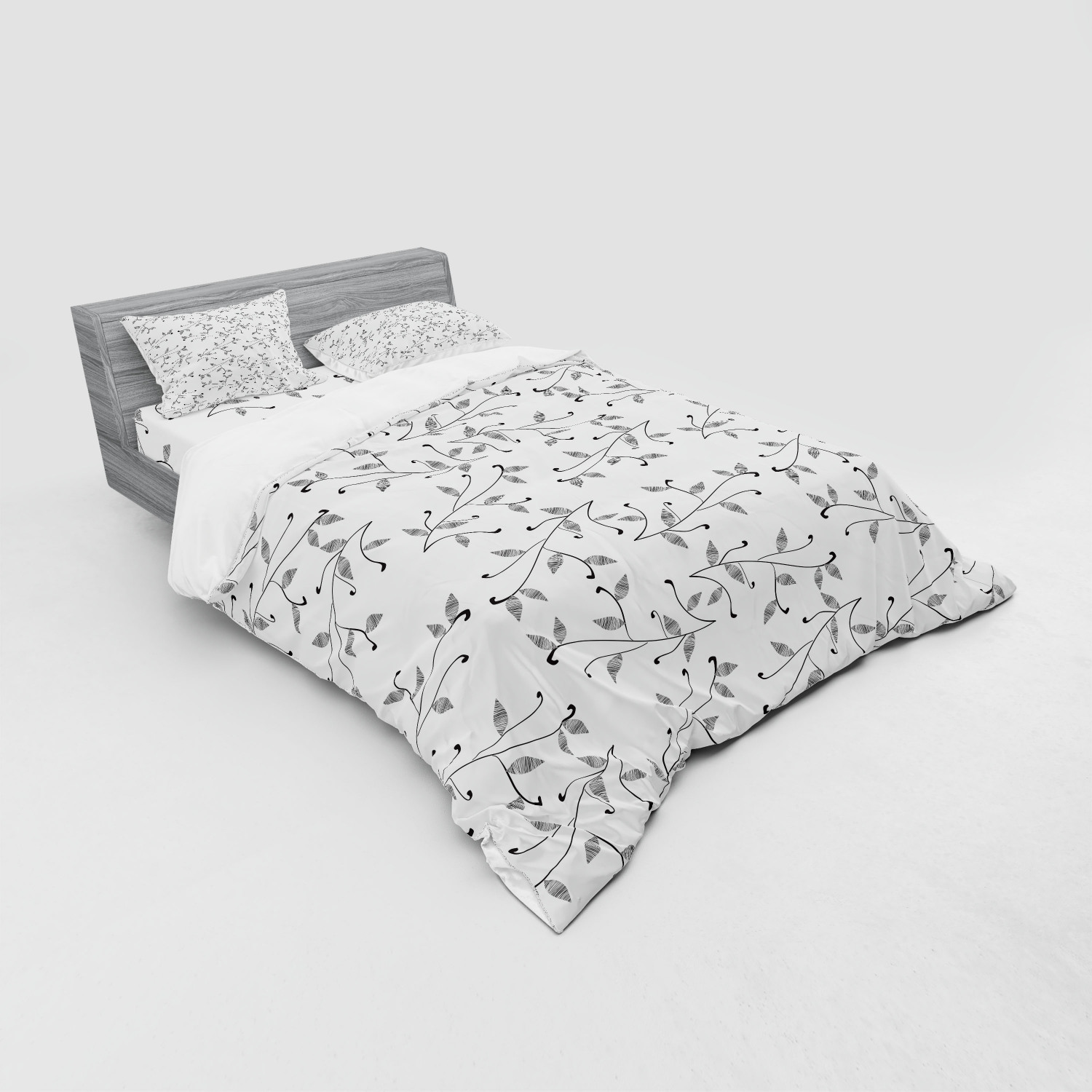 Ambesonne Leaf Print Bedding Set Duvet Cover Sham Fitted Sheet in 3 Sizes - Picture 120 of 228