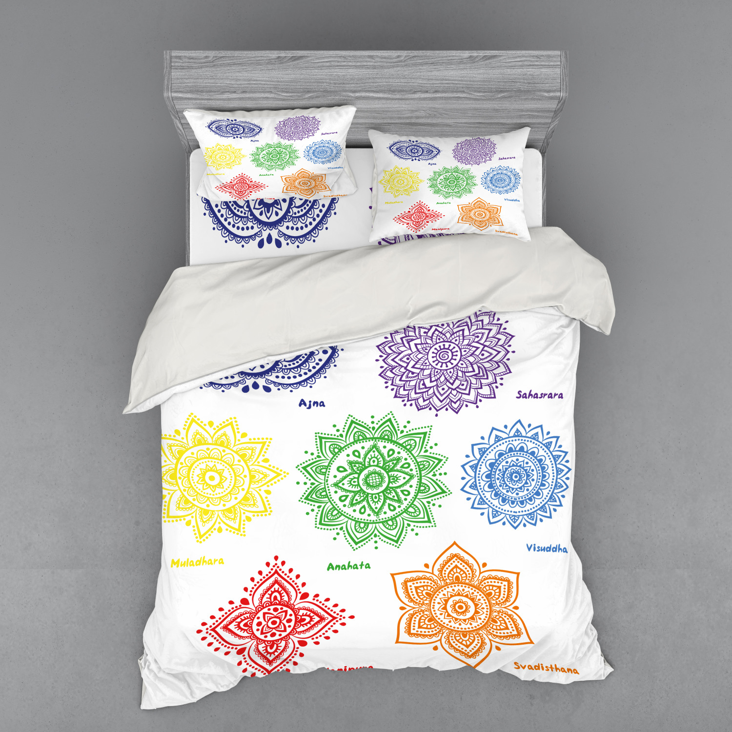 Ambesonne Mandala Bedding Set Duvet Cover Sham Fitted Sheet in 3 Sizes