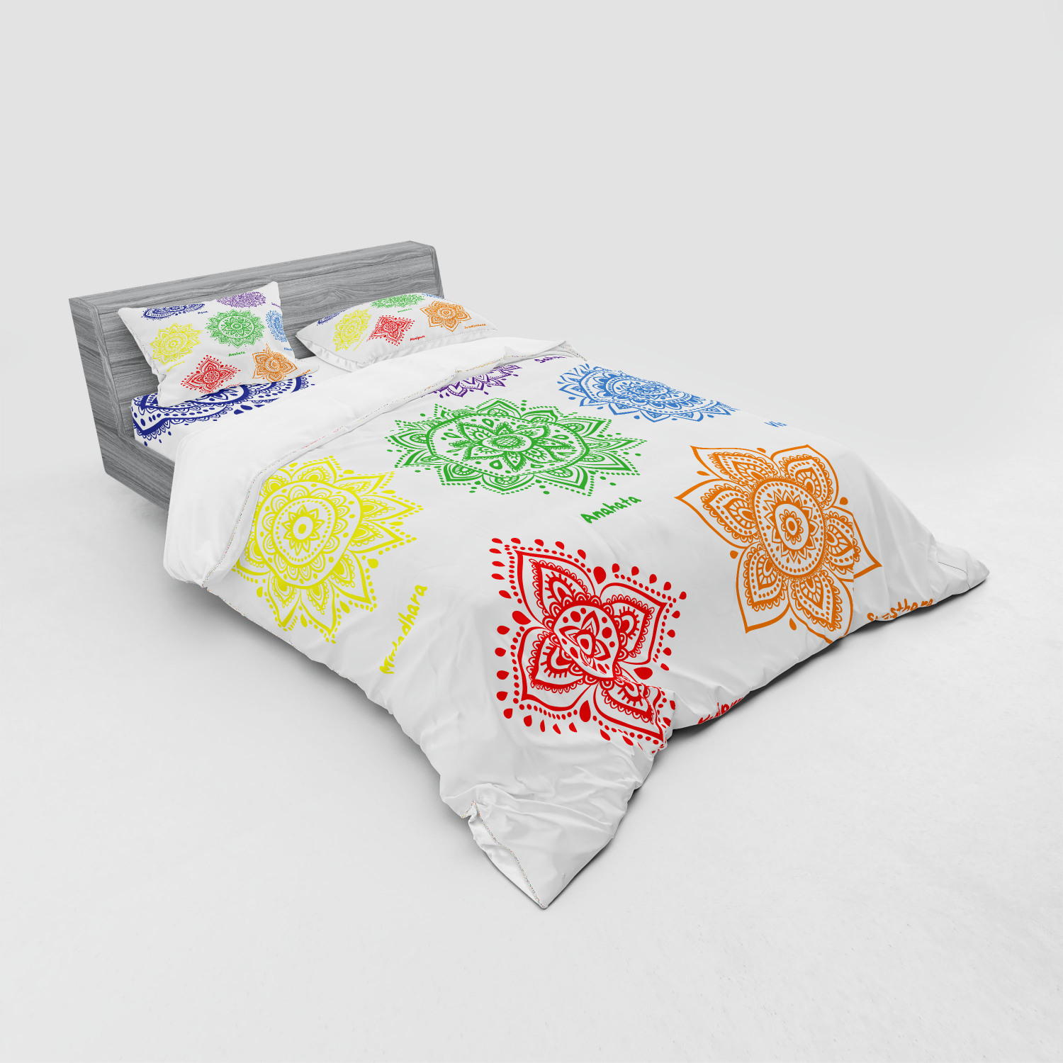 Ambesonne Mandala Bedding Set Duvet Cover Sham Fitted Sheet in 3 Sizes