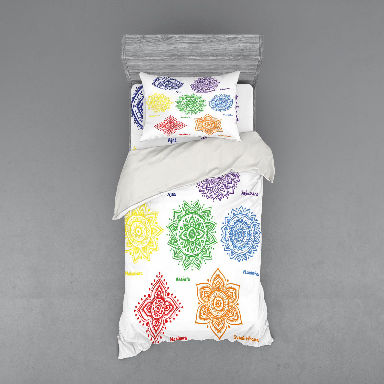 Ambesonne Mandala Bedding Set Duvet Cover Sham Fitted Sheet in 3 Sizes