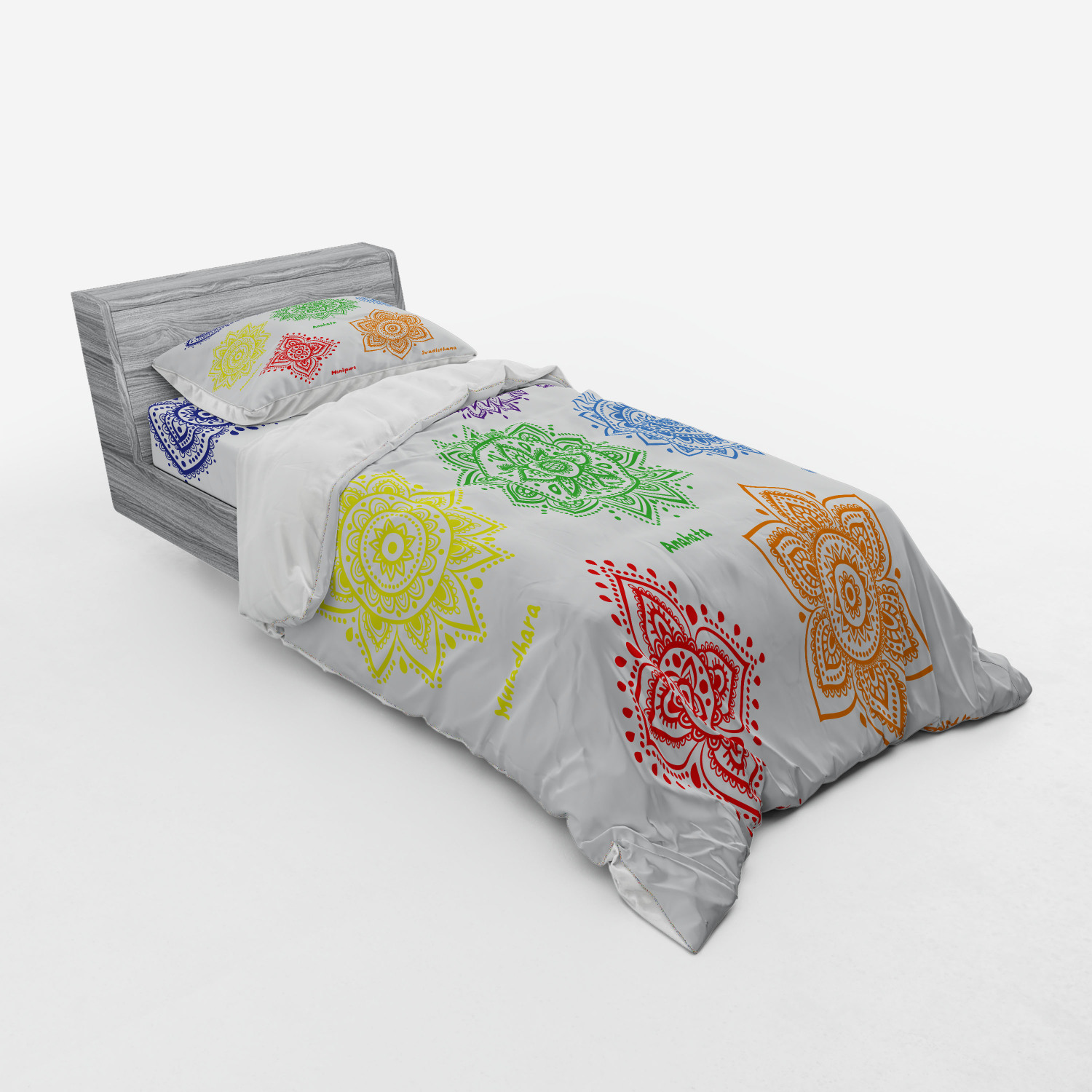 Ambesonne Mandala Bedding Set Duvet Cover Sham Fitted Sheet in 3 Sizes