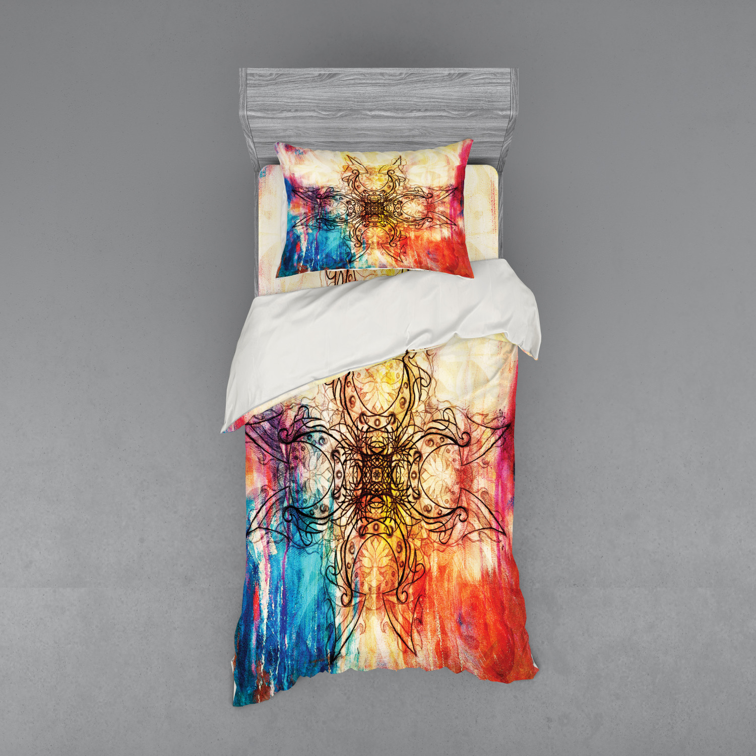 Ambesonne Mandala Bedding Set Duvet Cover Sham Fitted Sheet in 3 Sizes