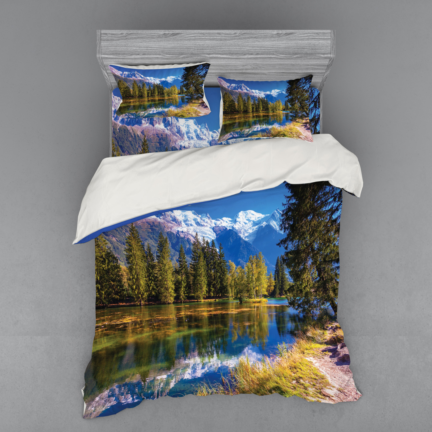 Ambesonne Nature Inspired Bedding Set Duvet Cover Sham Fitted Sheet in 3 Sizes - Picture 159 of 244