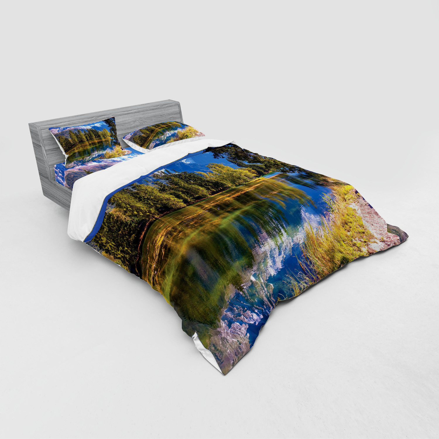 Ambesonne Nature Inspired Bedding Set Duvet Cover Sham Fitted Sheet in 3 Sizes - Picture 160 of 244