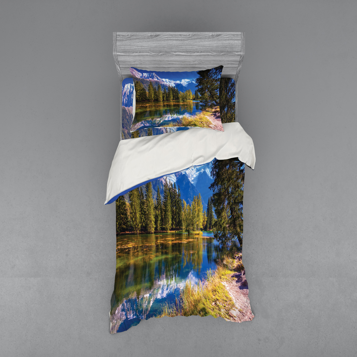 Ambesonne Nature Inspired Bedding Set Duvet Cover Sham Fitted Sheet in 3 Sizes - Picture 157 of 244