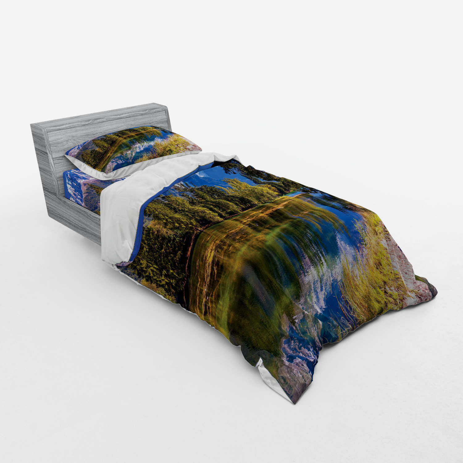 Ambesonne Nature Inspired Bedding Set Duvet Cover Sham Fitted Sheet in 3 Sizes - Picture 158 of 244