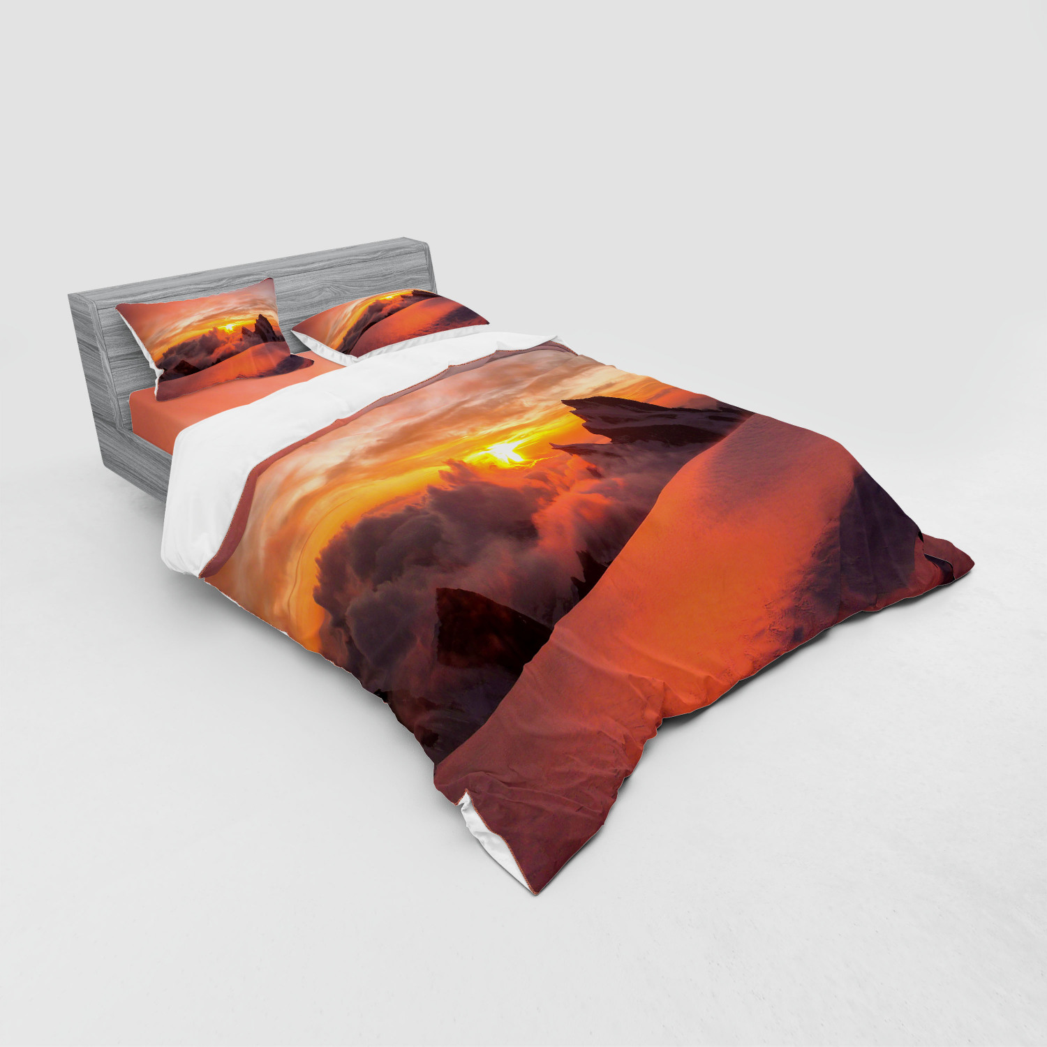 Ambesonne Nature Inspired Bedding Set Duvet Cover Sham Fitted Sheet in 3 Sizes - Picture 184 of 244
