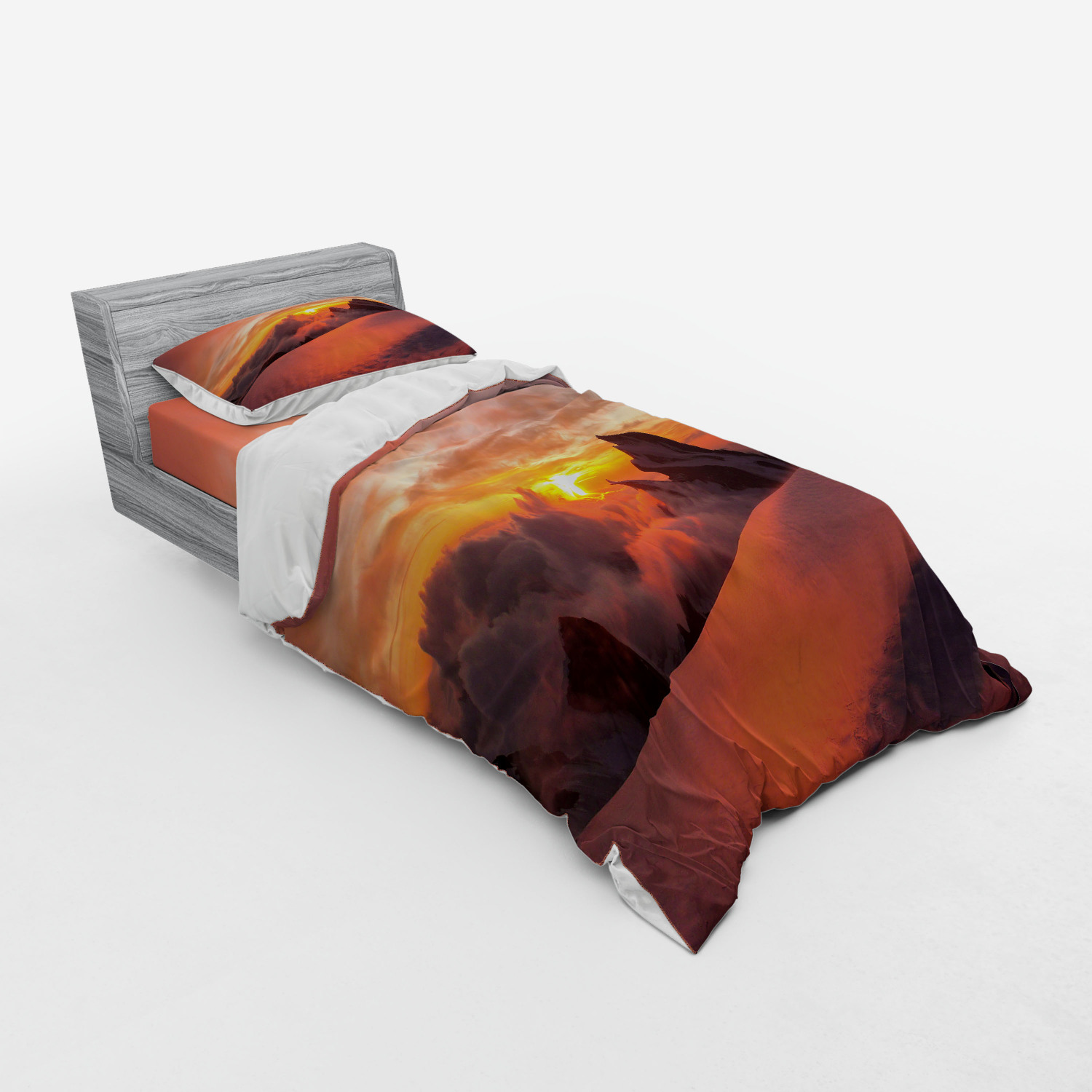Ambesonne Nature Inspired Bedding Set Duvet Cover Sham Fitted Sheet in 3 Sizes - Picture 182 of 244
