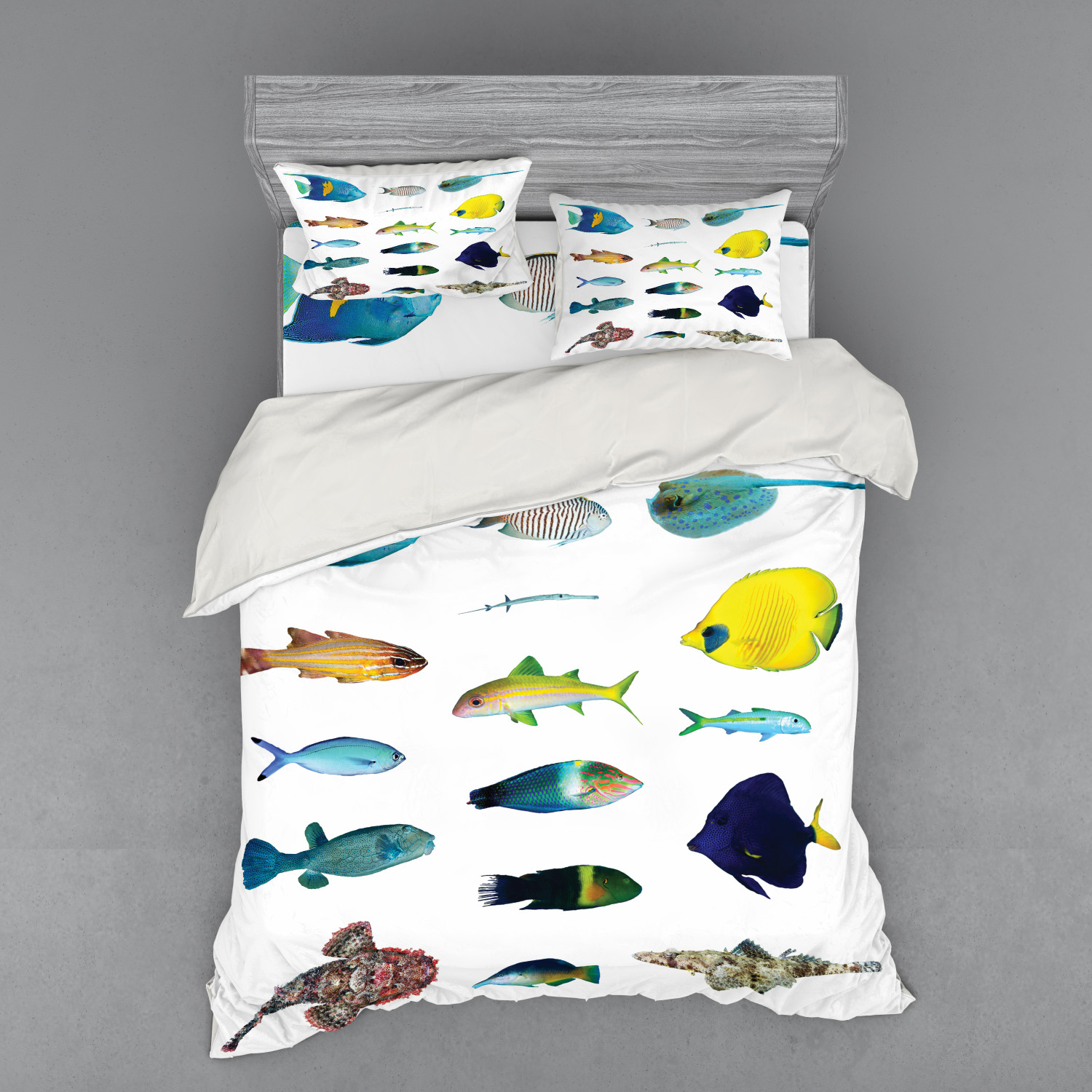 Ambesonne Fish Bedding Set Duvet Cover Sham Fitted Sheet in 3 Sizes eBay
