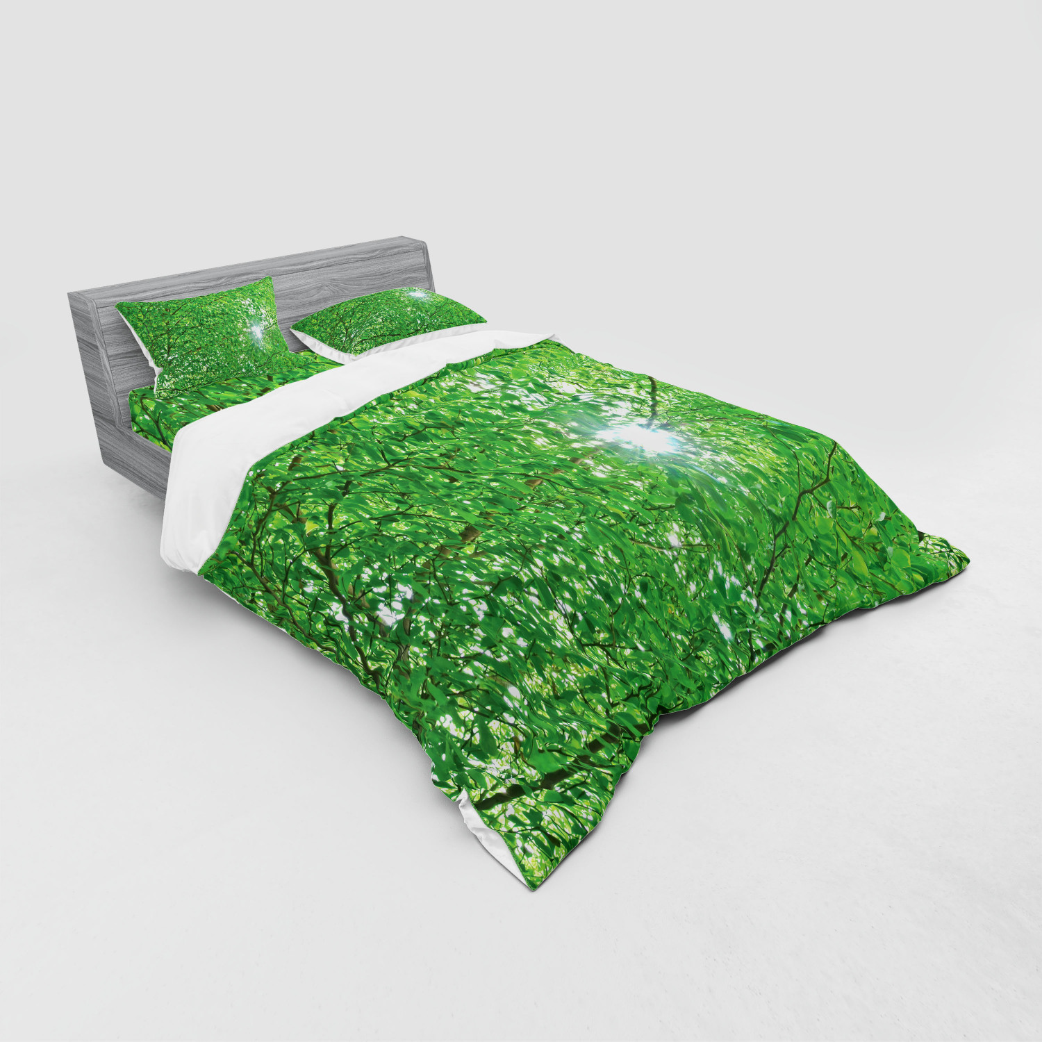 Ambesonne Nature Inspired Bedding Set Duvet Cover Sham Fitted Sheet in 3 Sizes - Picture 180 of 244