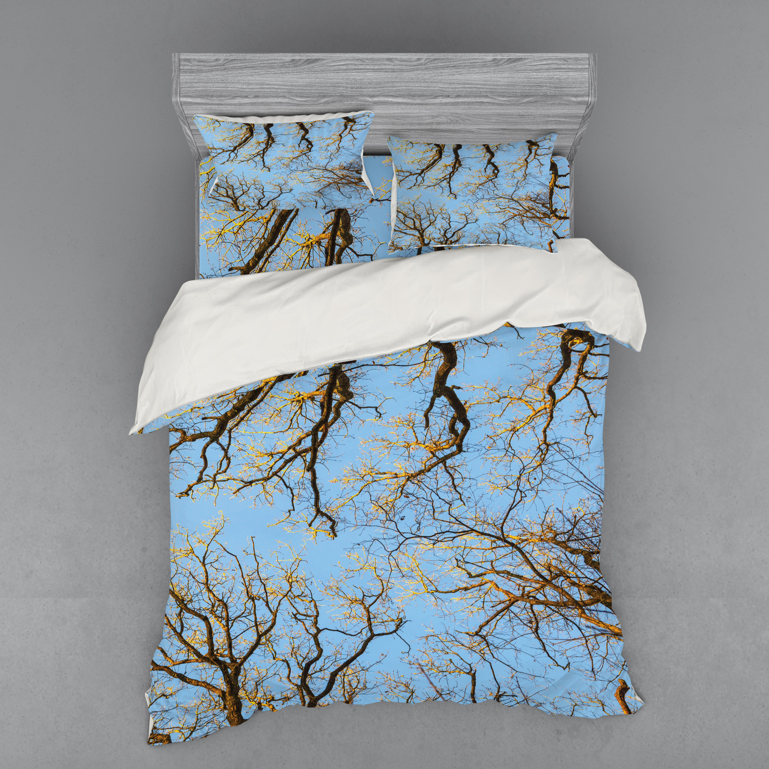 Ambesonne Nature Inspired Bedding Set Duvet Cover Sham Fitted Sheet in 3 Sizes - Picture 199 of 244