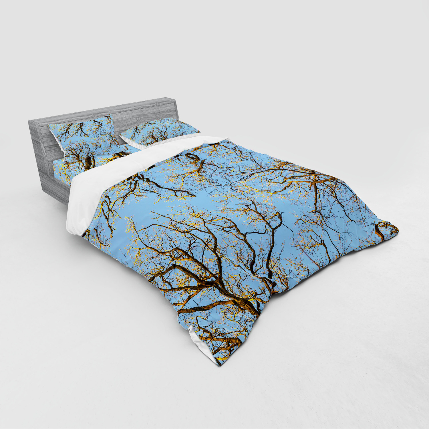Ambesonne Nature Inspired Bedding Set Duvet Cover Sham Fitted Sheet in 3 Sizes - Picture 200 of 244
