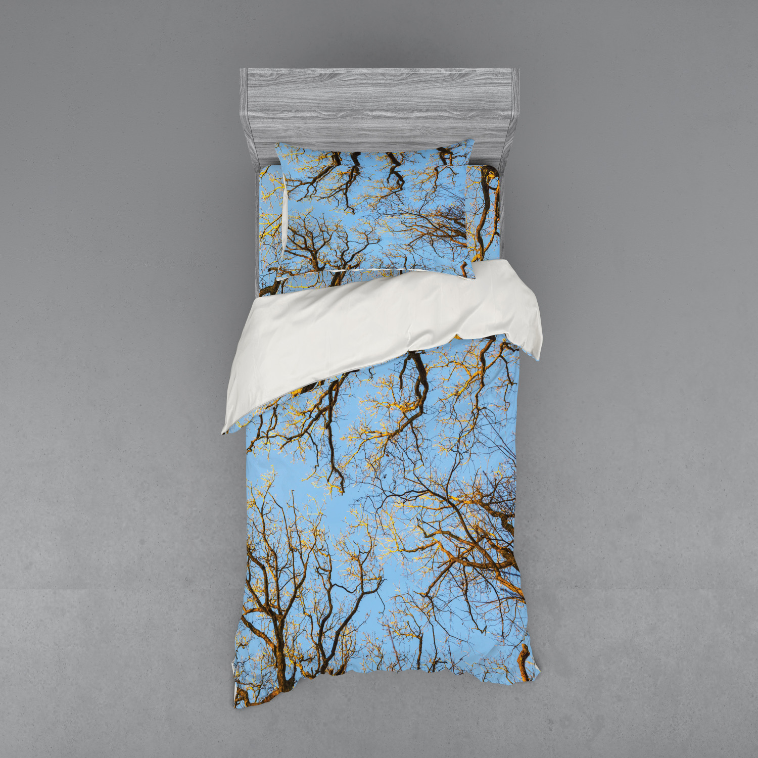 Ambesonne Nature Inspired Bedding Set Duvet Cover Sham Fitted Sheet in 3 Sizes - Picture 197 of 244