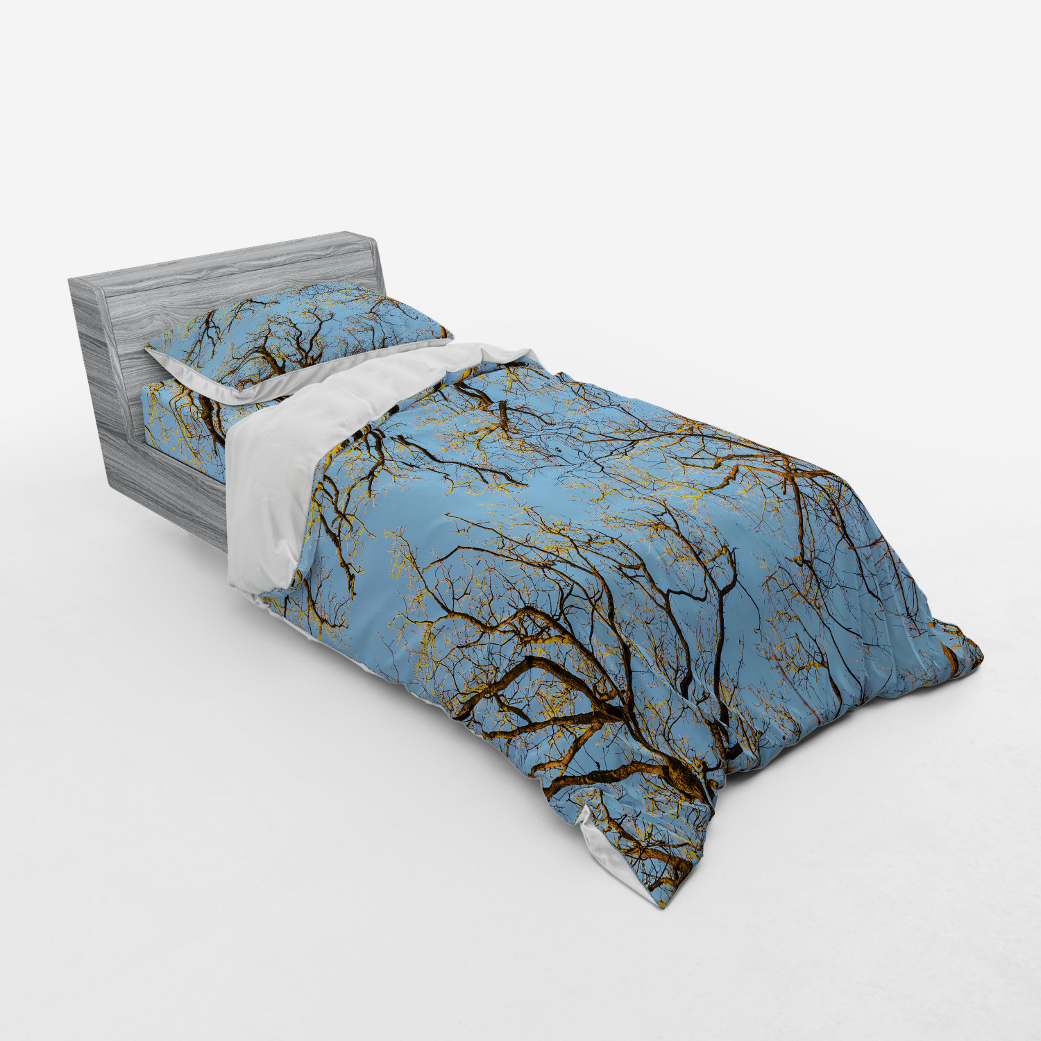 Ambesonne Nature Inspired Bedding Set Duvet Cover Sham Fitted Sheet in 3 Sizes - Picture 198 of 244