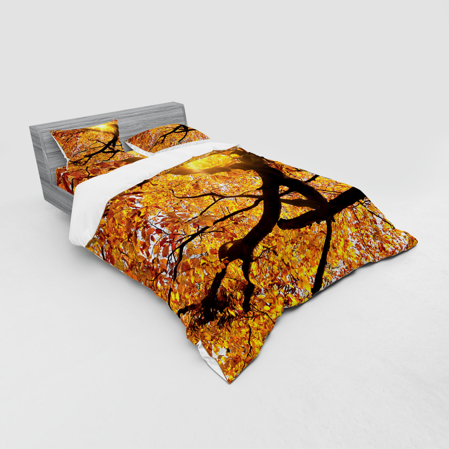 Ambesonne Nature Inspired Bedding Set Duvet Cover Sham Fitted Sheet in 3 Sizes - Picture 176 of 244
