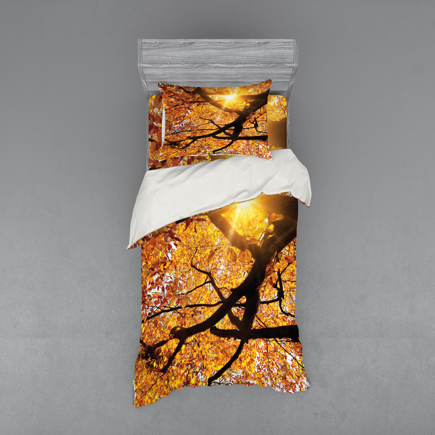 Ambesonne Nature Inspired Bedding Set Duvet Cover Sham Fitted Sheet in 3 Sizes - Picture 173 of 244