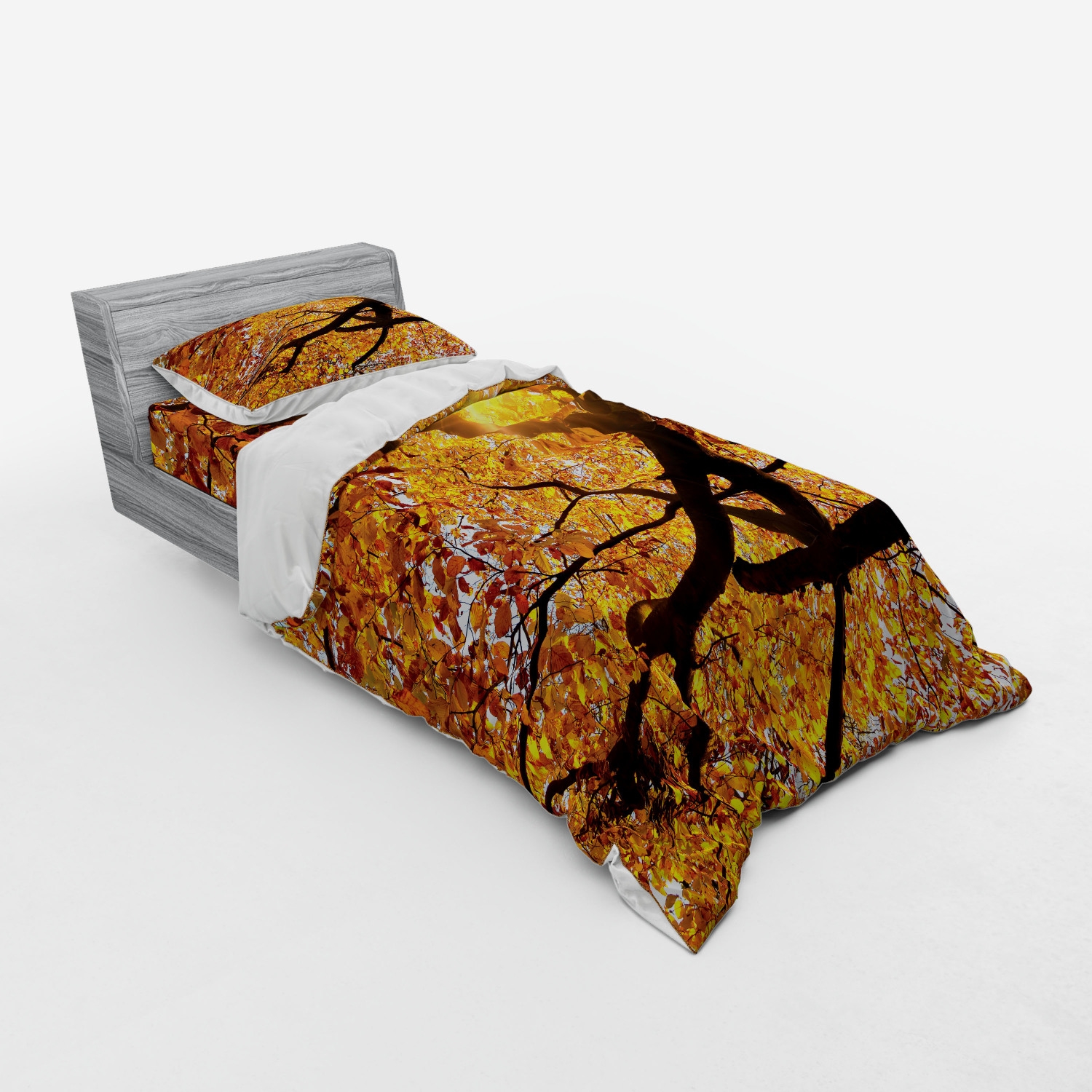 Ambesonne Nature Inspired Bedding Set Duvet Cover Sham Fitted Sheet in 3 Sizes - Picture 174 of 244