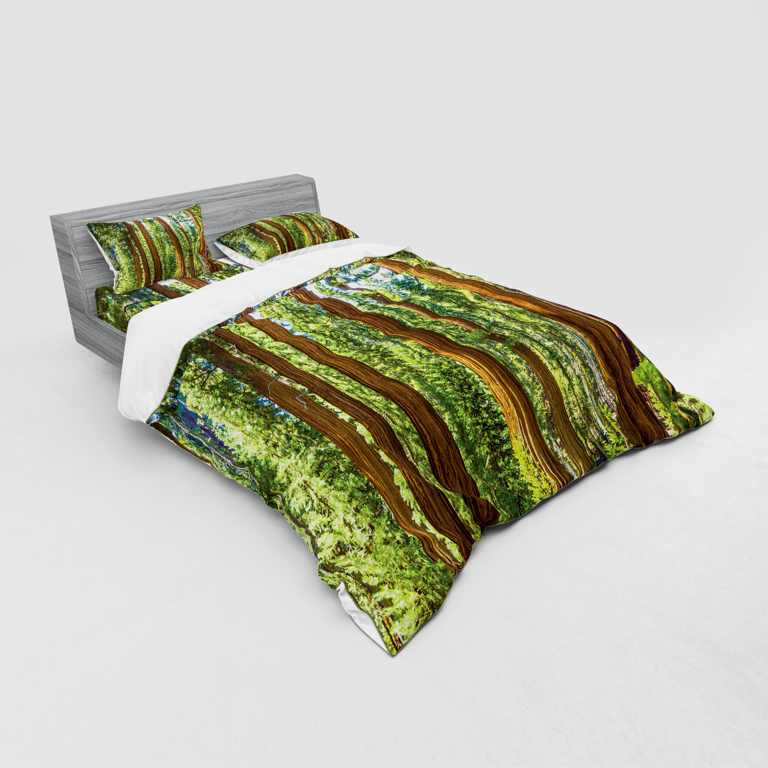 Ambesonne Nature Inspired Bedding Set Duvet Cover Sham Fitted Sheet in 3 Sizes - Picture 20 of 244