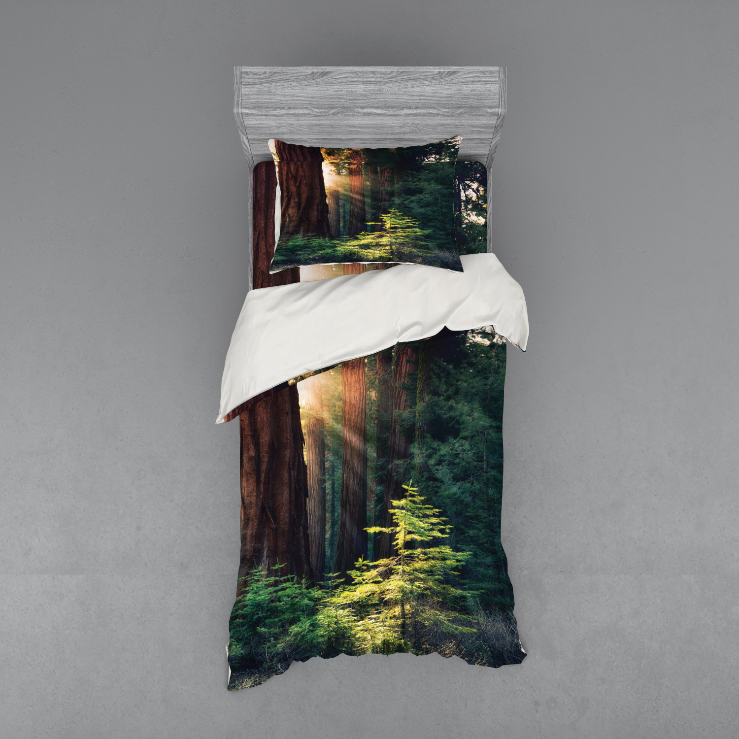Ambesonne Nature Inspired Bedding Set Duvet Cover Sham Fitted Sheet in 3 Sizes - Picture 125 of 244