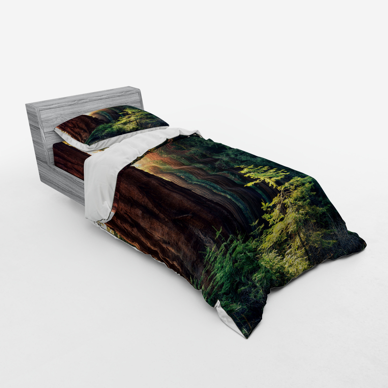 Ambesonne Nature Inspired Bedding Set Duvet Cover Sham Fitted Sheet in 3 Sizes - Picture 126 of 244