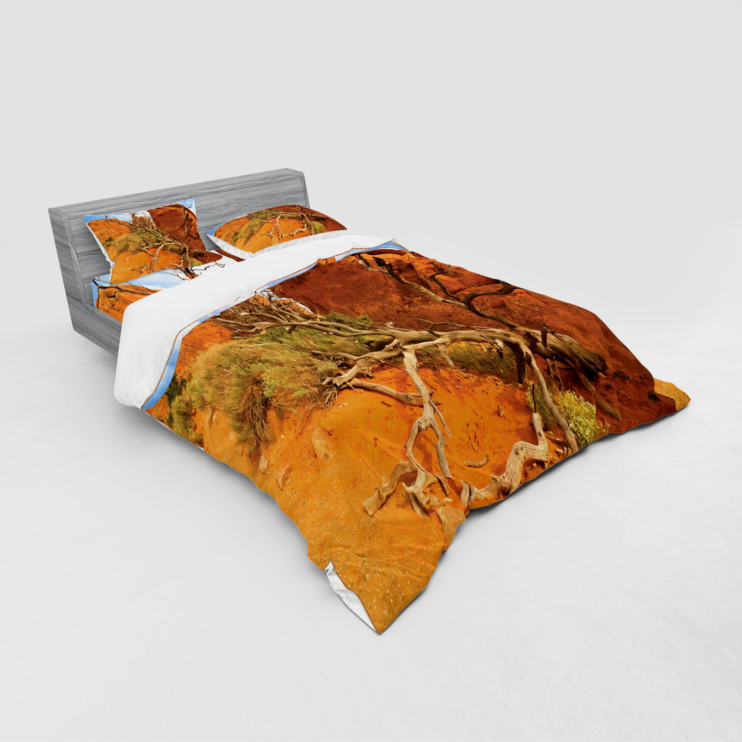 Ambesonne Nature Inspired Bedding Set Duvet Cover Sham Fitted Sheet in 3 Sizes - Picture 72 of 244