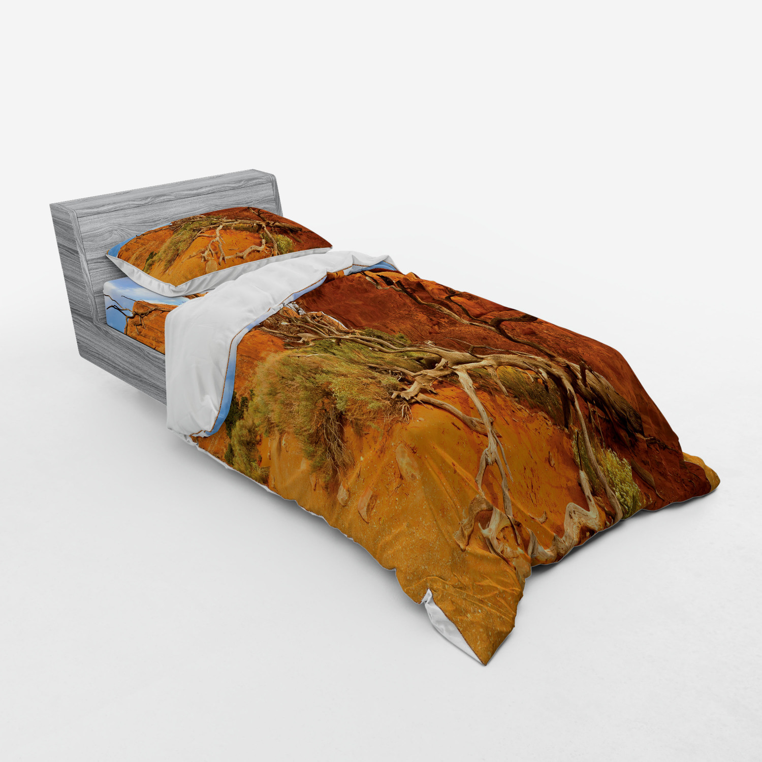 Ambesonne Nature Inspired Bedding Set Duvet Cover Sham Fitted Sheet in 3 Sizes - Picture 70 of 244