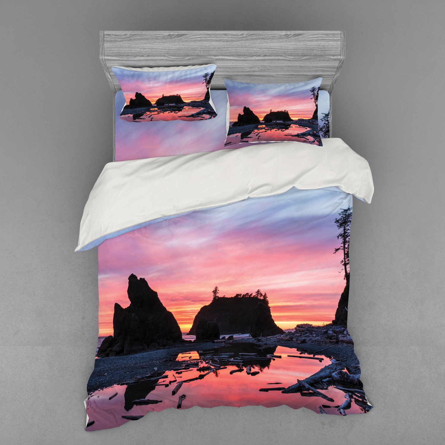 Ambesonne Nature Inspired Bedding Set Duvet Cover Sham Fitted Sheet in 3 Sizes - Picture 123 of 244