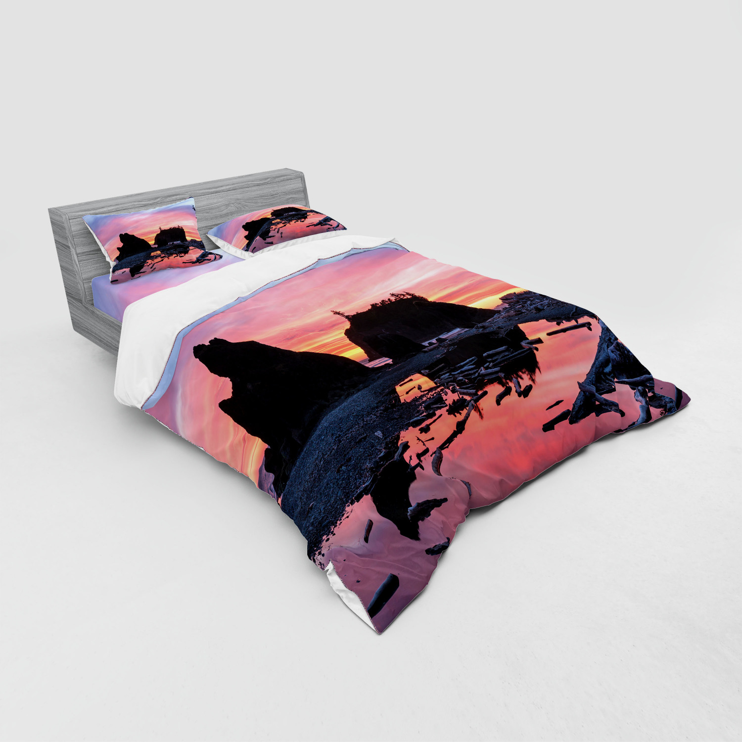 Ambesonne Nature Inspired Bedding Set Duvet Cover Sham Fitted Sheet in 3 Sizes - Picture 124 of 244