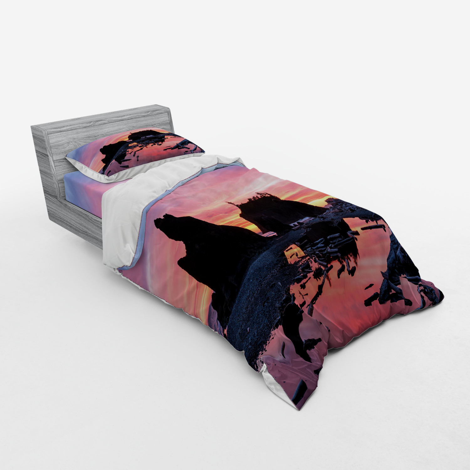 Ambesonne Nature Inspired Bedding Set Duvet Cover Sham Fitted Sheet in 3 Sizes - Picture 122 of 244
