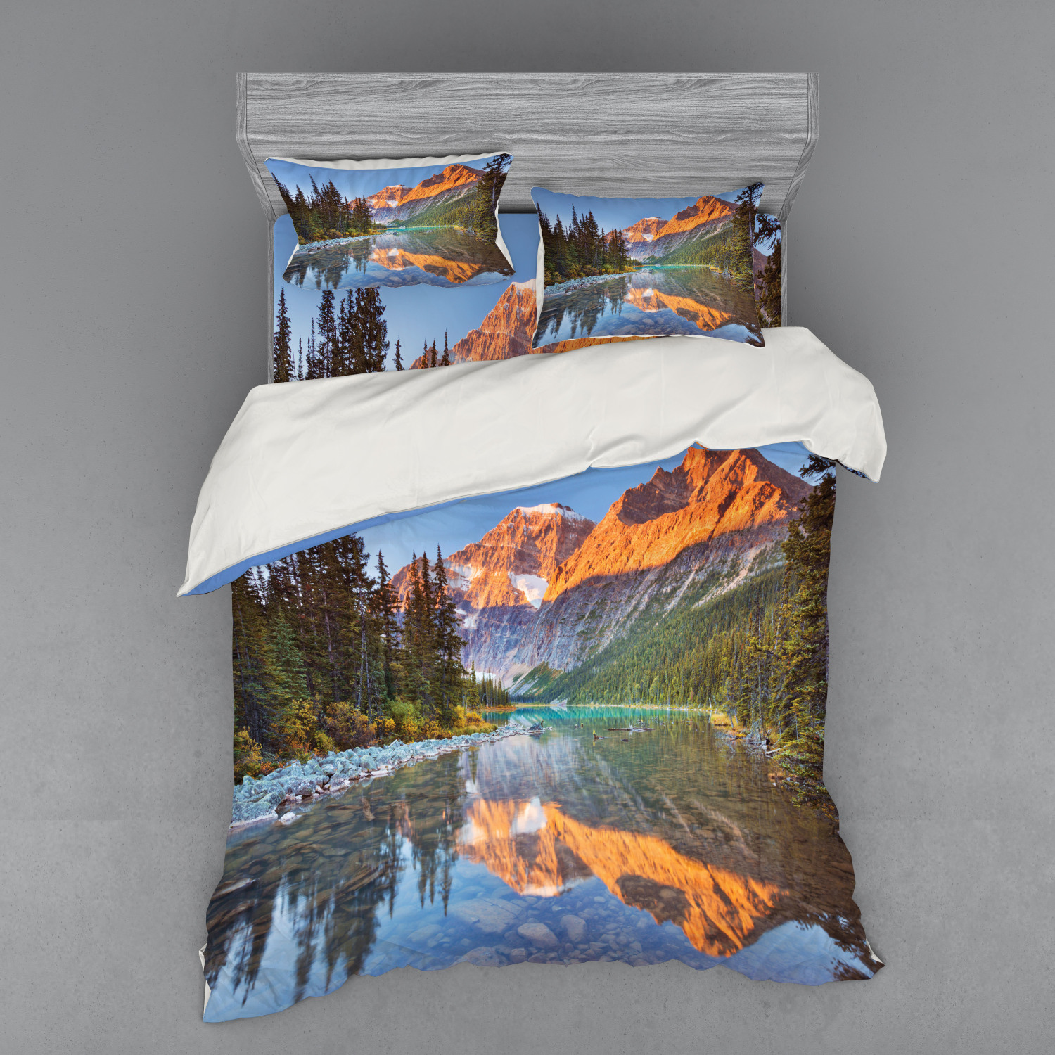 Ambesonne Nature Inspired Bedding Set Duvet Cover Sham Fitted Sheet in 3 Sizes - Picture 27 of 244