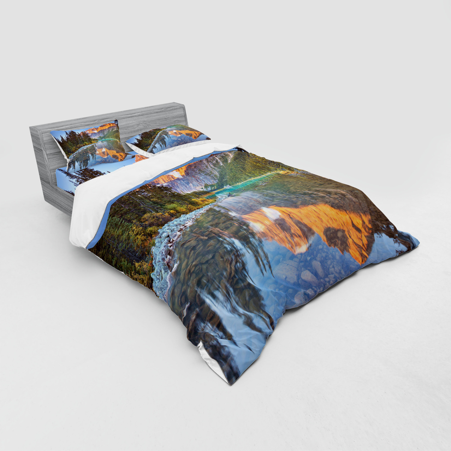 Ambesonne Nature Inspired Bedding Set Duvet Cover Sham Fitted Sheet in 3 Sizes - Picture 28 of 244