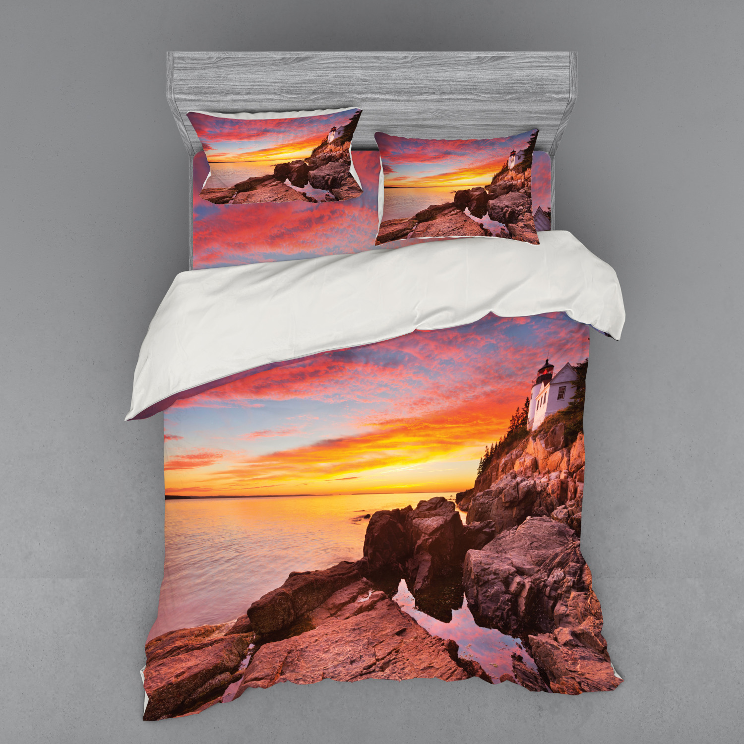 Ambesonne Nature Inspired Bedding Set Duvet Cover Sham Fitted Sheet in 3 Sizes - Picture 75 of 244