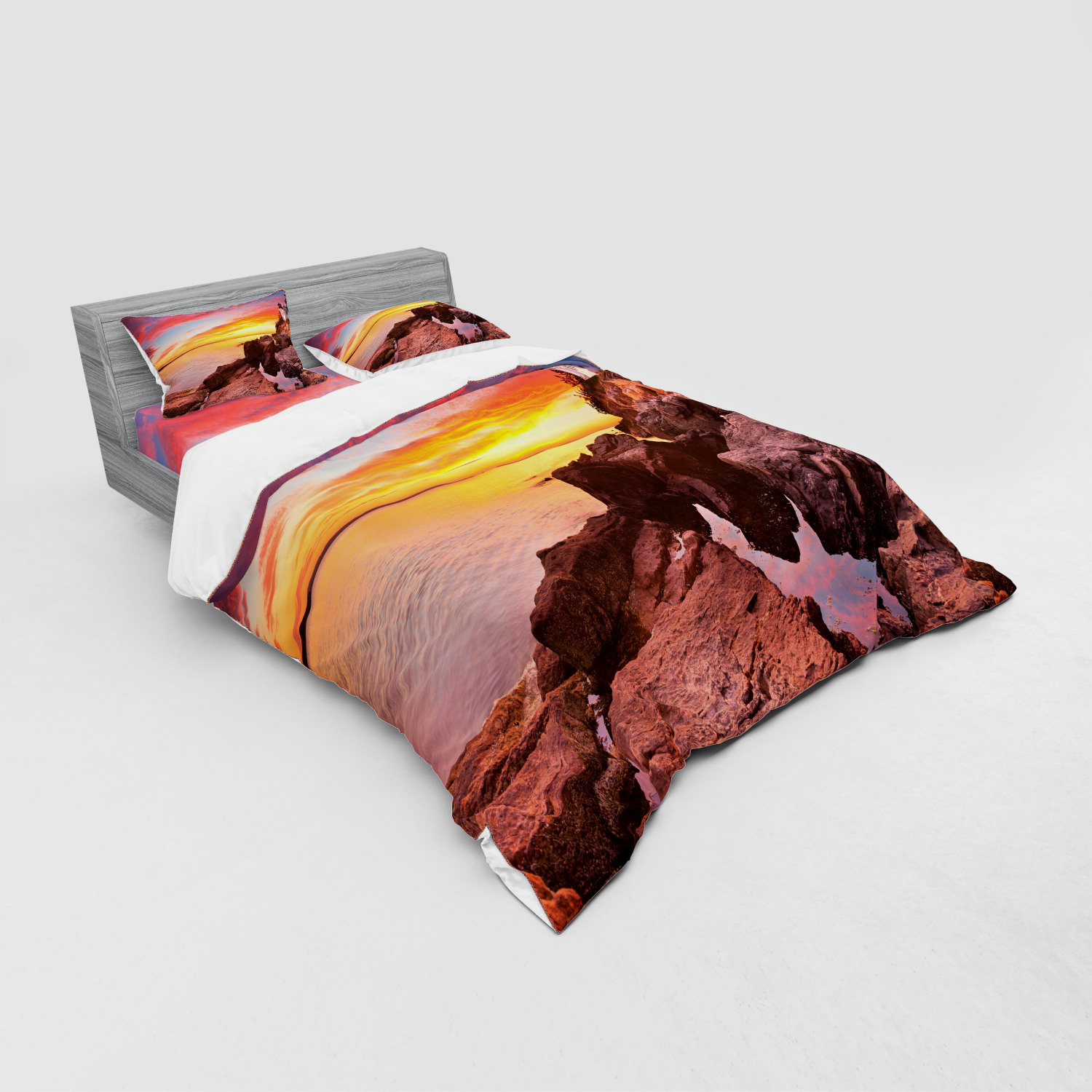 Ambesonne Nature Inspired Bedding Set Duvet Cover Sham Fitted Sheet in 3 Sizes - Picture 76 of 244