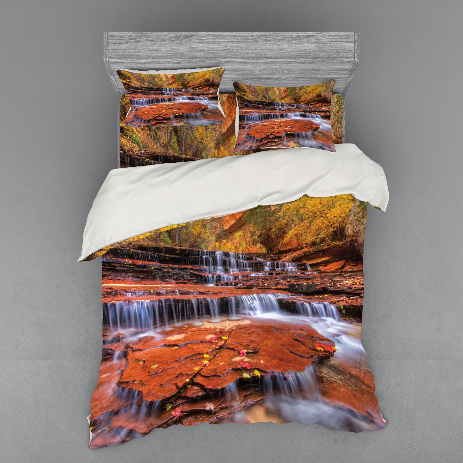 Ambesonne Nature Inspired Bedding Set Duvet Cover Sham Fitted Sheet in 3 Sizes - Picture 219 of 244