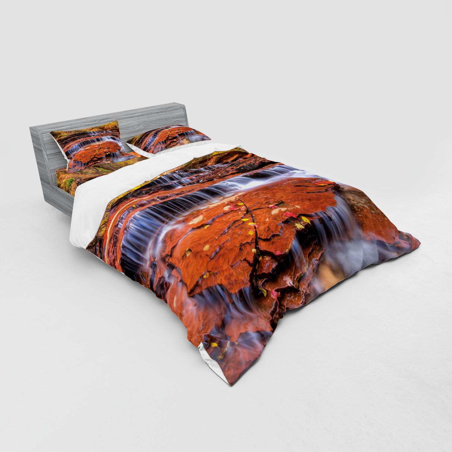 Ambesonne Nature Inspired Bedding Set Duvet Cover Sham Fitted Sheet in 3 Sizes - Picture 220 of 244