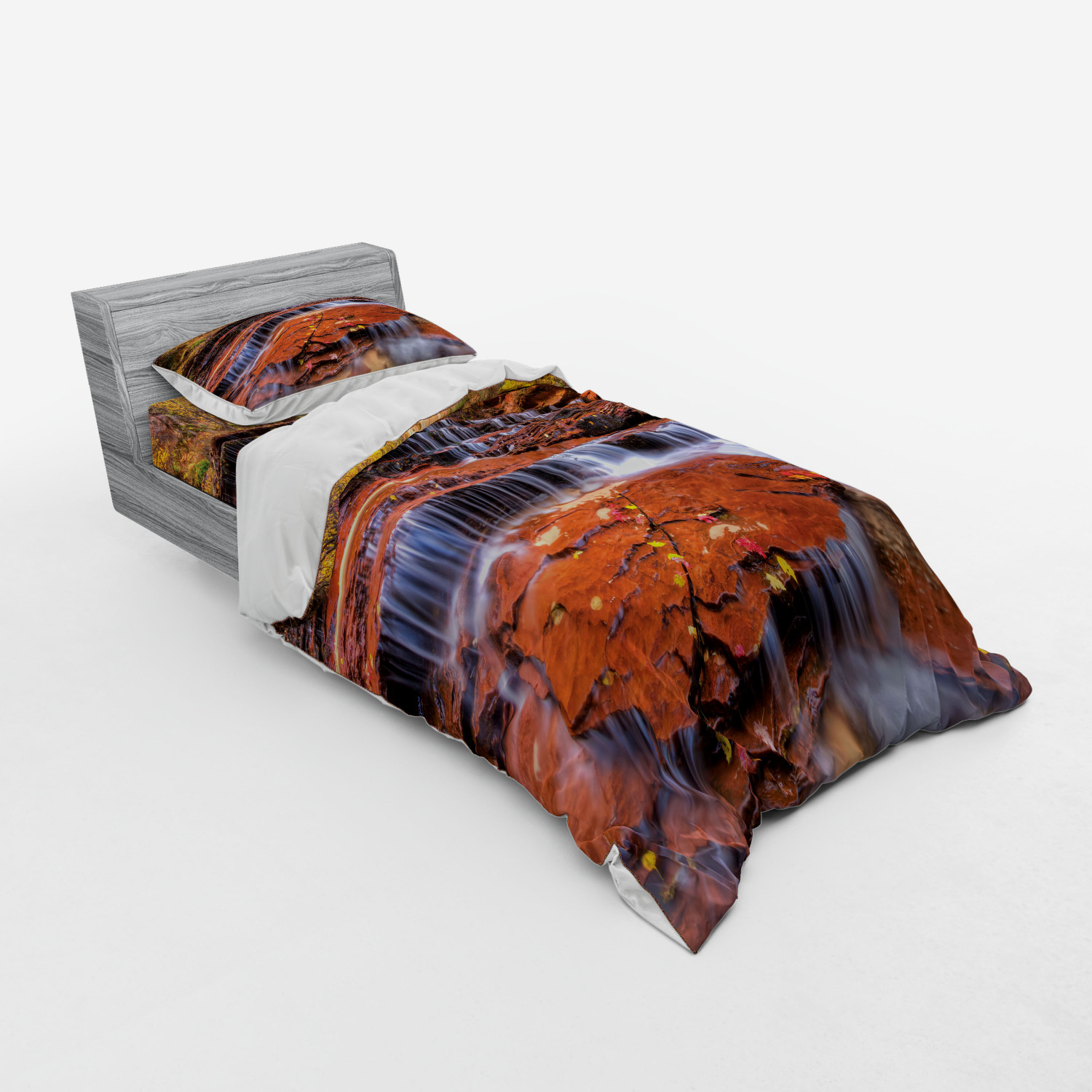Ambesonne Nature Inspired Bedding Set Duvet Cover Sham Fitted Sheet in 3 Sizes - Picture 218 of 244