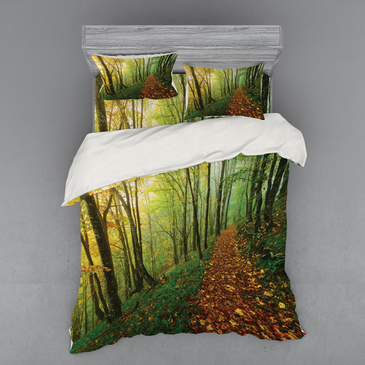 Ambesonne Nature Inspired Bedding Set Duvet Cover Sham Fitted Sheet in 3 Sizes - Picture 63 of 244