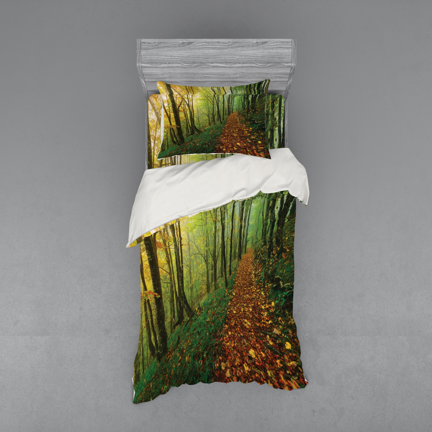Ambesonne Nature Inspired Bedding Set Duvet Cover Sham Fitted Sheet in 3 Sizes - Picture 61 of 244