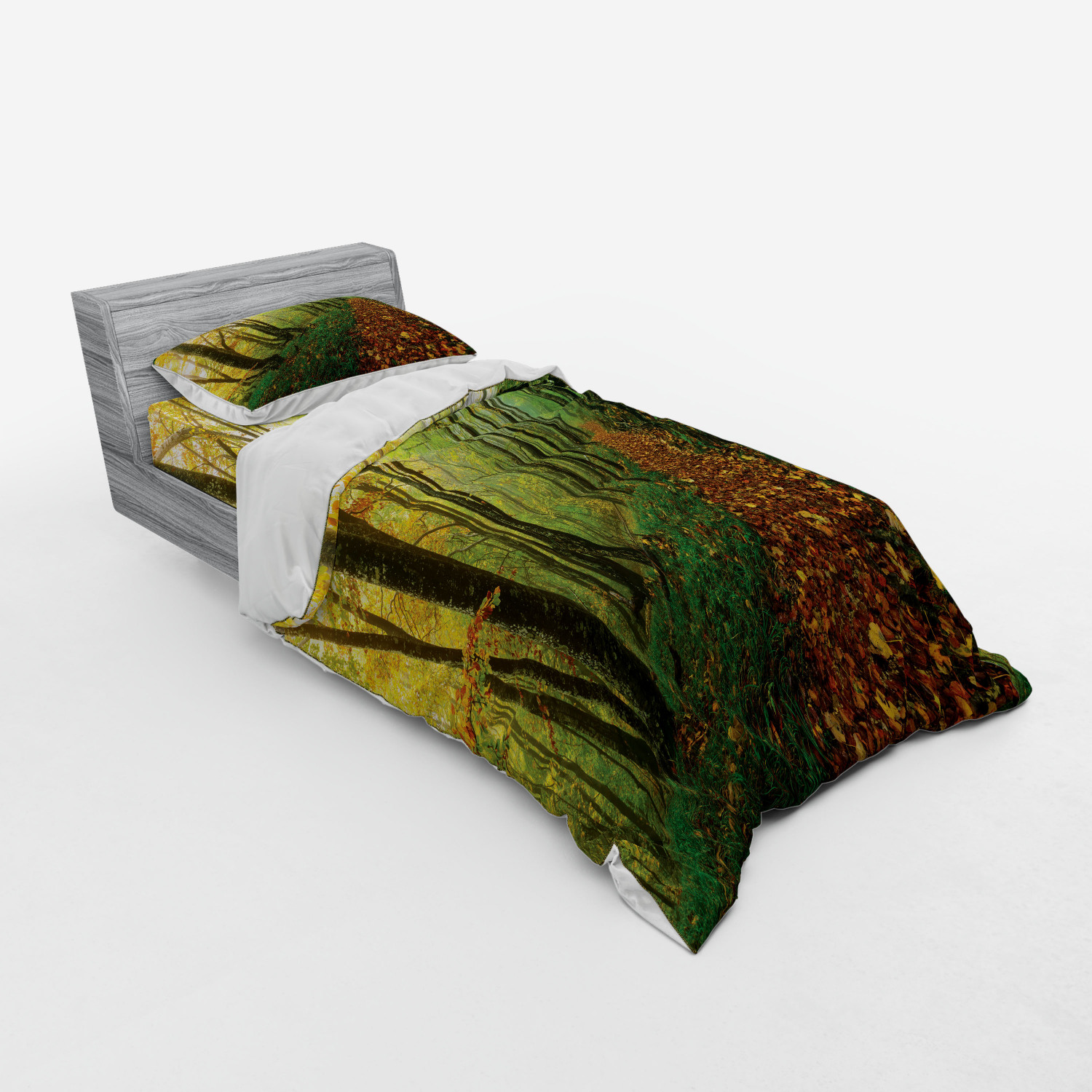 Ambesonne Nature Inspired Bedding Set Duvet Cover Sham Fitted Sheet in 3 Sizes - Picture 62 of 244