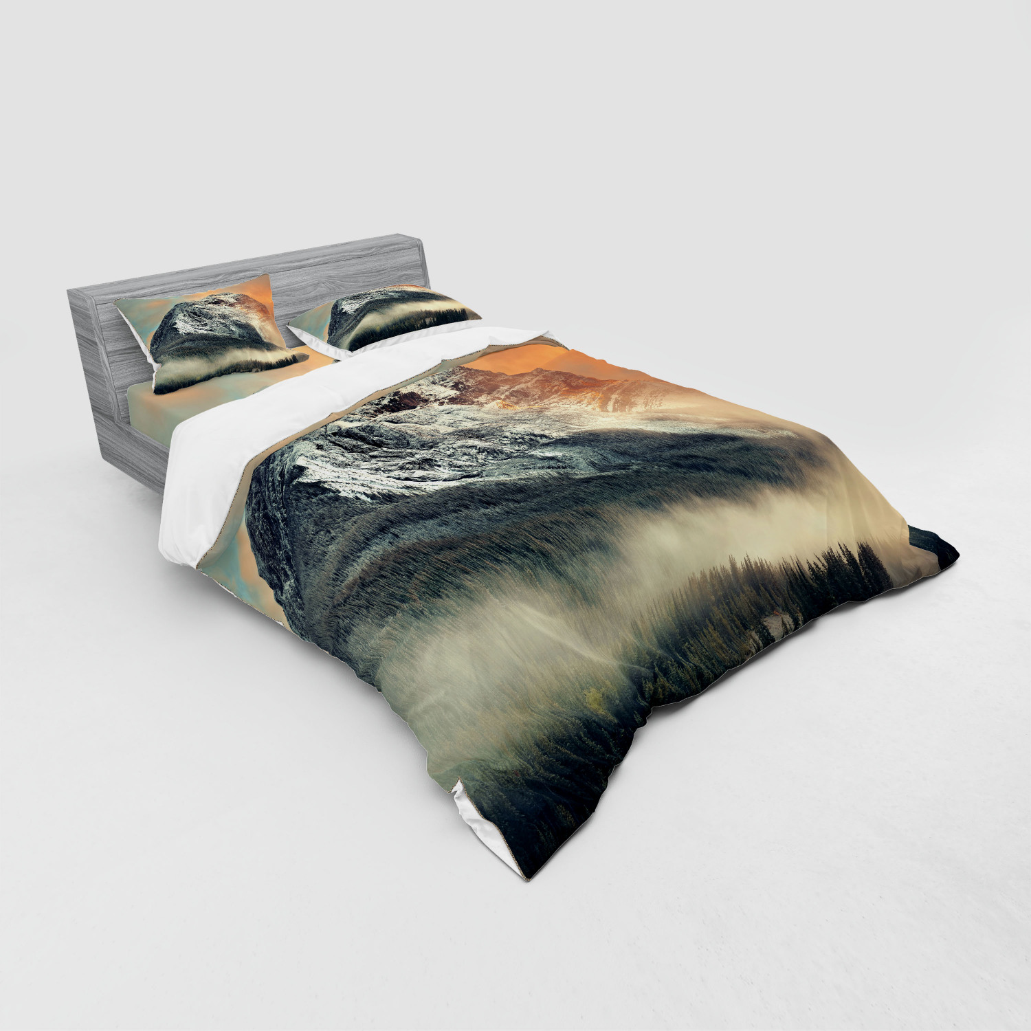 Ambesonne Nature Inspired Bedding Set Duvet Cover Sham Fitted Sheet in 3 Sizes - Picture 164 of 244