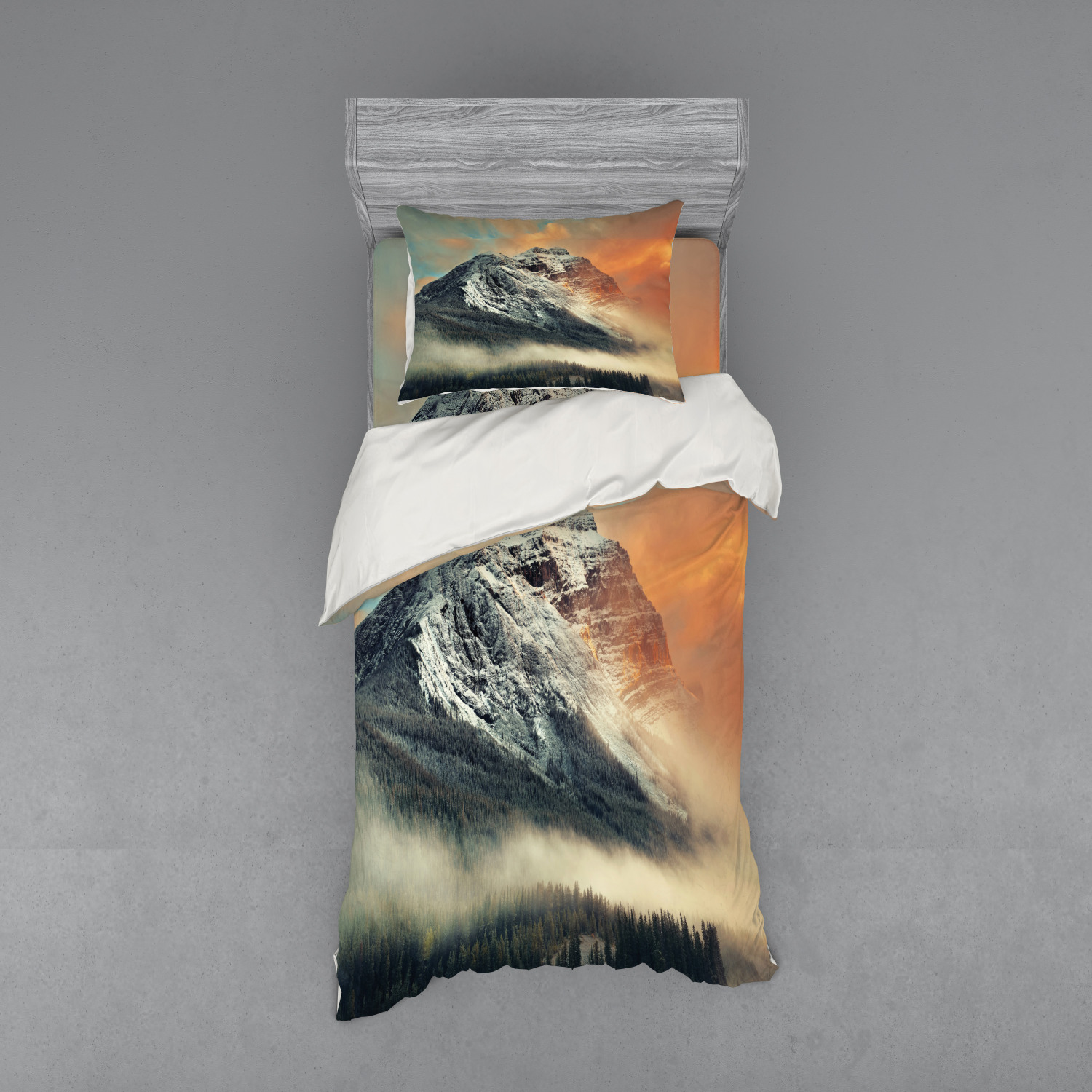 Ambesonne Nature Inspired Bedding Set Duvet Cover Sham Fitted Sheet in 3 Sizes - Picture 161 of 244