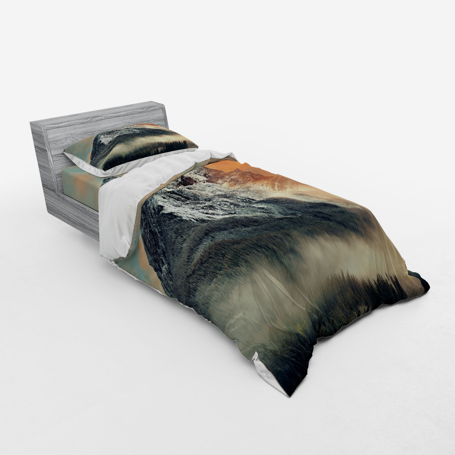 Ambesonne Nature Inspired Bedding Set Duvet Cover Sham Fitted Sheet in 3 Sizes - Picture 162 of 244